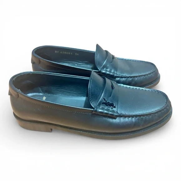 Saint Laurent YSL New Asti Leather Penny Loafers Black 36 NIB - Picture 5 of 6